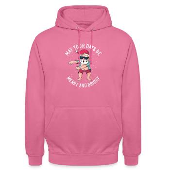 Dabbender Santa - Dem Nikolaus ist es nicht kalt - Unisex Hoodie - Pink - Vorne - Alina (178cm) & Michal (187cm)