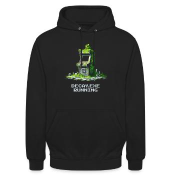 Verfall.exe running | Retro Arcade Dystopia - Unisex Hoodie - black - Front - Alina (178cm) & Michal (187cm)