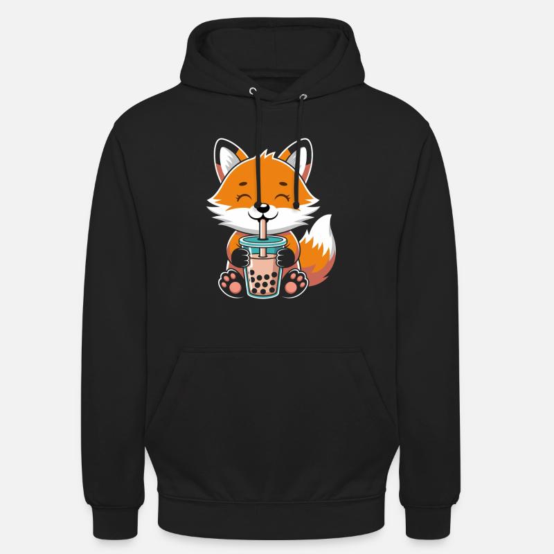 Kawaii Bubble Tee Fuchs Boba Tee - Unisex Hoodie - Schwarz