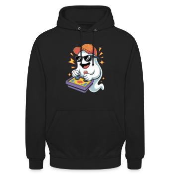 Retro Gamer Halloween Fantôme - Sweat-shirt à capuche unisexe - noir - Devant - Alina (178cm) & Michal (187cm)
