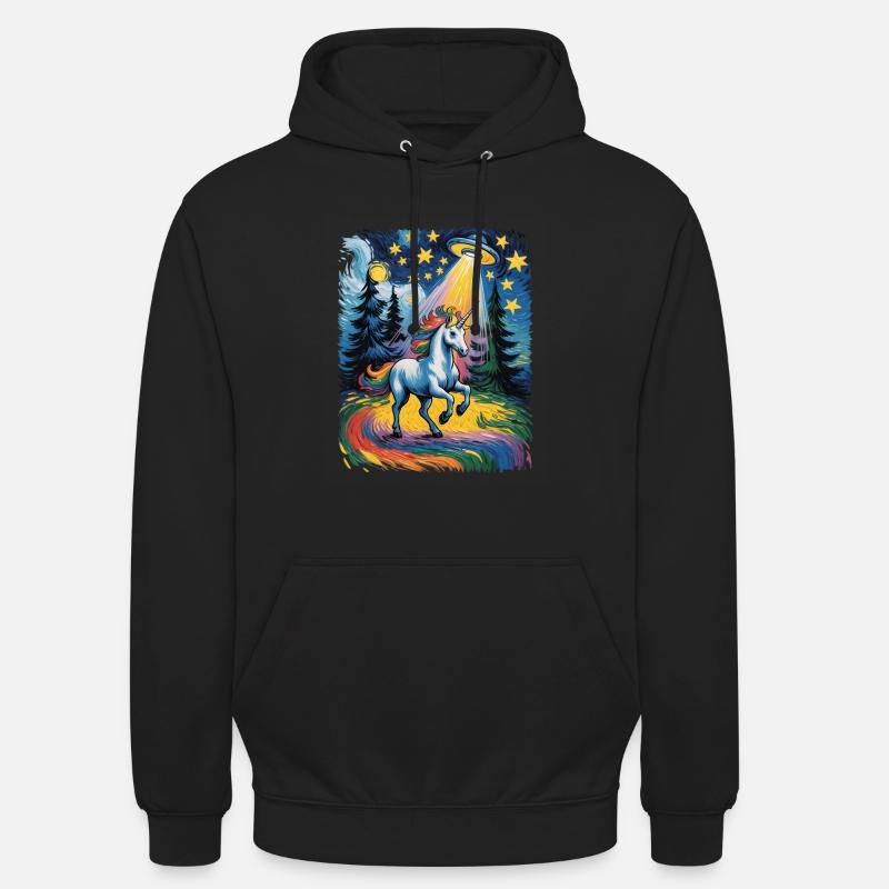 Leuchtendes Einhorn im Sternenrausch - Unisex Hoodie - Schwarz