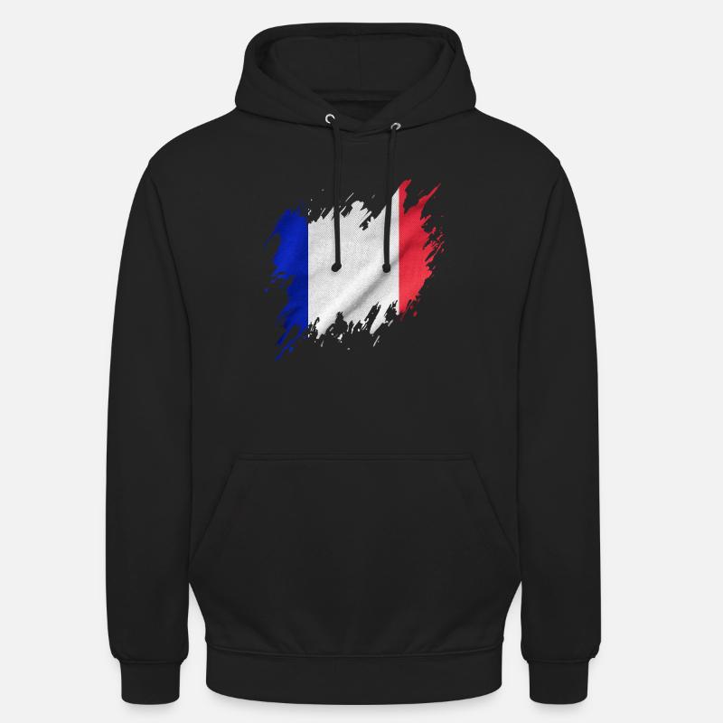 Drapeau français, style déchiré - Sweat-shirt à capuche unisexe - noir