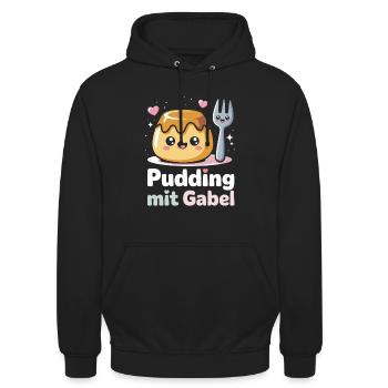 Pudding with fork - Unisex Hoodie - black - Front - Alina (178cm) & Michal (187cm)