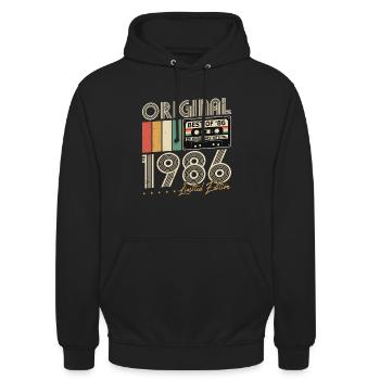 Original 1986 Jahrgang Vintage Geburtstag Retro - Unisex Hoodie - Schwarz - Vorne - Alina (178cm) & Michal (187cm)