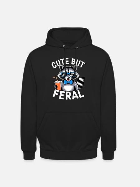 Cute but Feral Raccoon - Unisex Hoodie - black