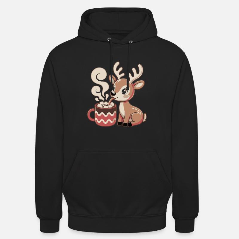 Le cerf câlin boit du cacao - Sweat-shirt à capuche unisexe - noir