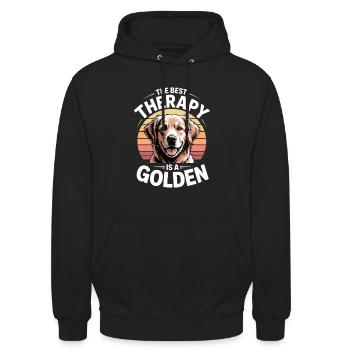 Golden Therapy Dog Motif - Unisex Hoodie - black - Front - Alina (178cm) & Michal (187cm)