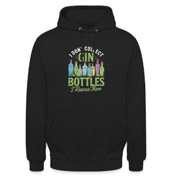 Gin I Dont Collect Gin Bottles I Rescue Them - Unisex Hoodie - Schwarz - Vorne - Alina (178cm) & Michal (187cm)