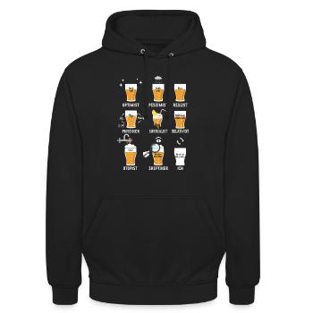 Cadeau de bière Citation à moitié entière Sarcasme Humour de nerd - Sweat-shirt à capuche unisexe - noir - Devant - Alina (178cm) & Michal (187cm)