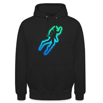 Taucher Tauch Kinder Herren Jungen Tauchen - Unisex Hoodie - Schwarz - Vorne - Alina (178cm) & Michal (187cm)
