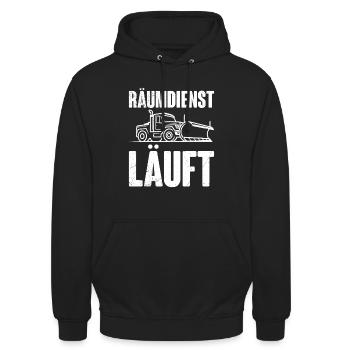 Winterdienst RÄUMDIENST LÄUFT Lustiges - Unisex Hoodie - Schwarz - Vorne - Alina (178cm) & Michal (187cm)