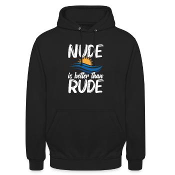 Nudité Gear Freedom Lover Nudisme Naturiste - Sweat-shirt à capuche unisexe - noir - Devant - Alina (178cm) & Michal (187cm)