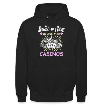 Jeux d’argent entre joueurs de casino - Sweat-shirt à capuche unisexe - noir - Devant - Alina (178cm) & Michal (187cm)