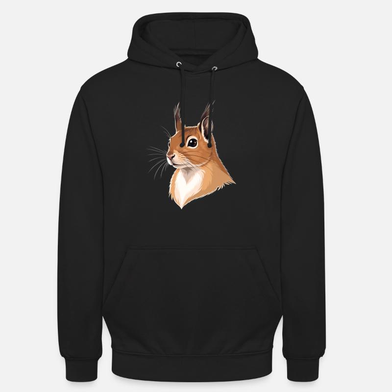 Illustrierter Eichhörnchenkopf - Unisex Hoodie - Schwarz