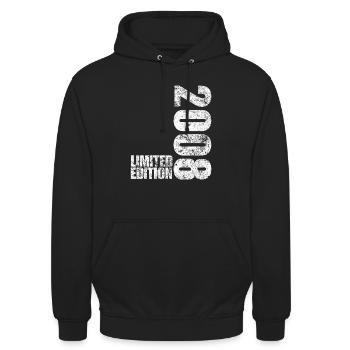 Limited Edition 2008 18. Geburtstag Geschenk - Unisex Hoodie - Schwarz - Vorne - Alina (178cm) & Michal (187cm)