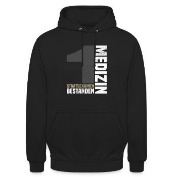 1. Staatsexamen Medizin - Unisex Hoodie - Schwarz - Vorne - Alina (178cm) & Michal (187cm)