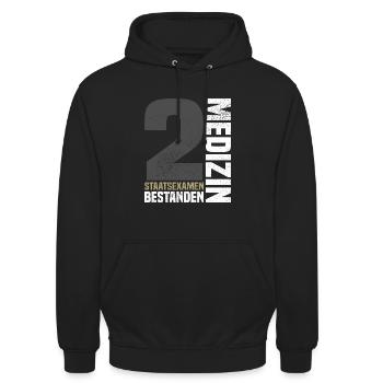 2. Staatsexamen Medizin - Unisex Hoodie - Schwarz - Vorne - Alina (178cm) & Michal (187cm)