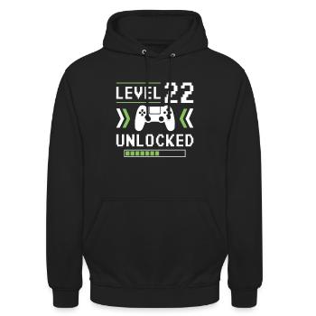 22. Geburtstag Level 22 unlocked - Unisex Hoodie - Schwarz - Vorne - Alina (178cm) & Michal (187cm)