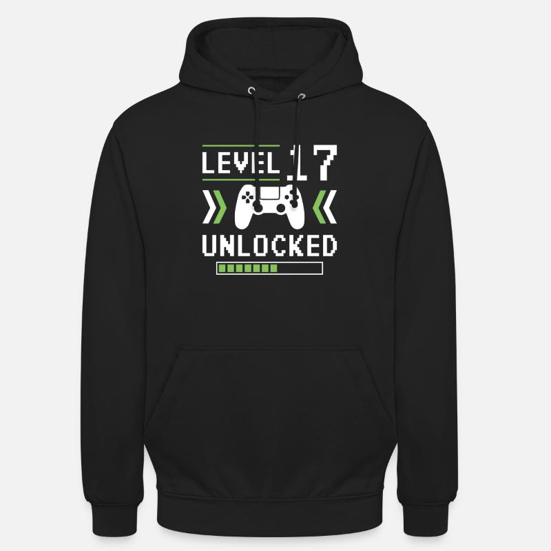 17e anniversaire Niveau 17 débloqué - Sweat-shirt à capuche unisexe - noir