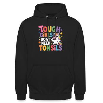 Les filles dures n’ont pas besoin d’amygdales - Sweat-shirt à capuche unisexe - noir - Devant - Alina (178cm) & Michal (187cm)