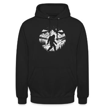 Sasquatch de nuit de la forêt de Bigfoot - Sweat-shirt à capuche unisexe - noir - Devant - Alina (178cm) & Michal (187cm)