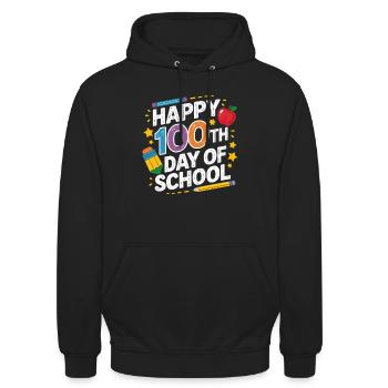 100. Schultag Neon Design - Unisex Hoodie - Schwarz - Vorne - Alina (178cm) & Michal (187cm)
