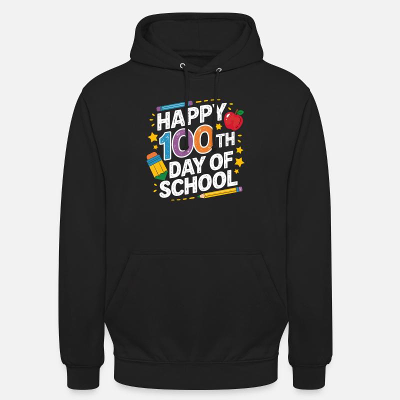 100e jour d’école Conception néon - Sweat-shirt à capuche unisexe - noir