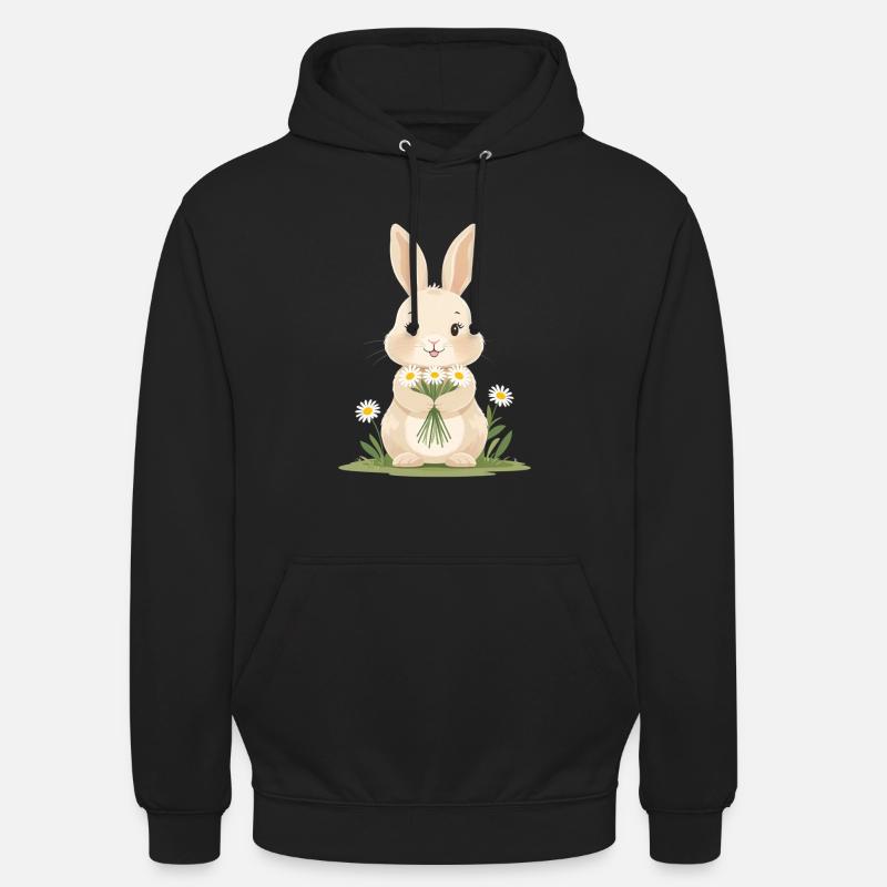 Zartes Häschen mit Gänseblümchen - Unisex Hoodie - Schwarz