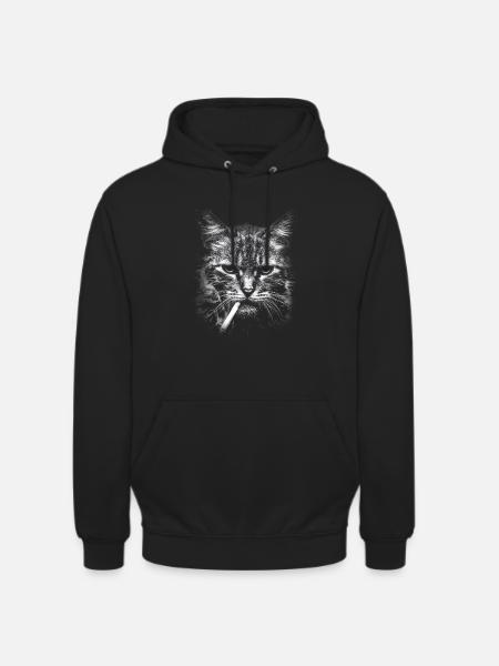 Fumer, cigarette, chat fumer une cigarette - Sweat-shirt à capuche unisexe - noir