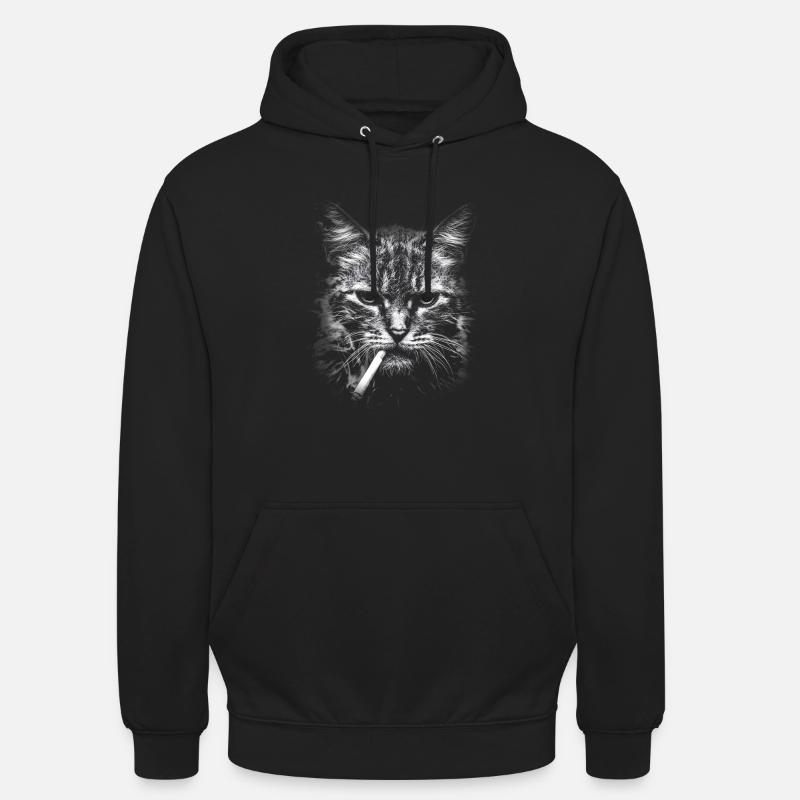 Rauchen, Zigarette, Katze raucht eine Zigarette - Unisex Hoodie - Schwarz