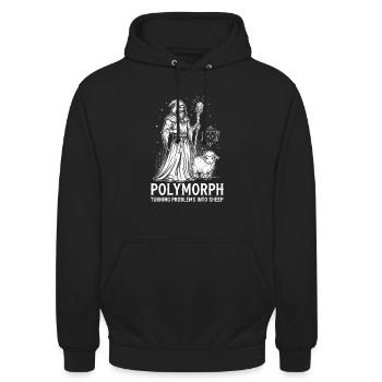Magicien, RPG : Sort d’humour nerd - Sweat-shirt à capuche unisexe - noir - Devant - Alina (178cm) & Michal (187cm)