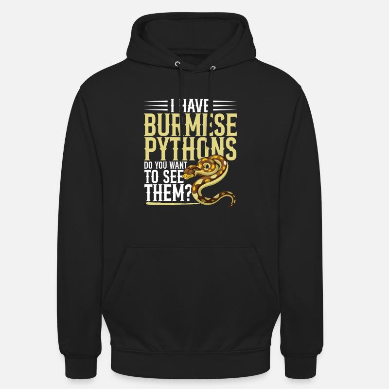 Burmesische Python HDE Schlangen-Stofftier-Reptil - Unisex Hoodie - Schwarz
