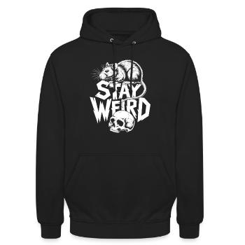 Stay Weird Ratte und Skull - Unisex Hoodie - Schwarz - Vorne - Alina (178cm) & Michal (187cm)