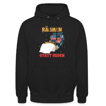 Winterdienst RÄUMEN STATT REDEN Lustiges - Unisex Hoodie - Schwarz - Vorne - Alina (178cm) & Michal (187cm)