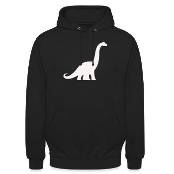 Silhouette de dinosaure à long cou - Sweat-shirt à capuche unisexe - noir - Devant - Alina (178cm) & Michal (187cm)