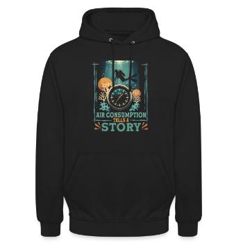 Diver Recreational Diving Air Consumption Tells A Story - Unisex Hoodie - black - Front - Alina (178cm) & Michal (187cm)