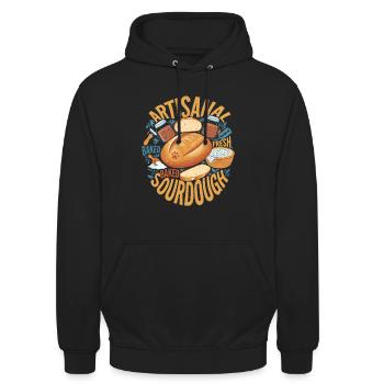 Artisanal Fresh Baked Sourdough Bread Baking Era - Unisex Hoodie - Schwarz - Vorne - Alina (178cm) & Michal (187cm)