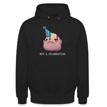 Blobfisch Not A Celebration - Unisex Hoodie - Schwarz - Vorne - Alina (178cm) & Michal (187cm)