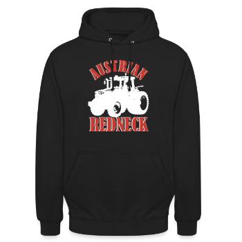 Austrian Redneck – Alpine style with tractor and beer - Unisex Hoodie - black - Front - Alina (178cm) & Michal (187cm)