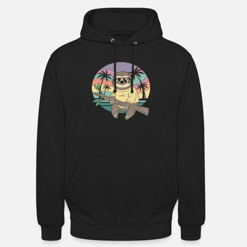 Palme estive retrò Cool Sloth - Felpa con cappuccio unisex - nero