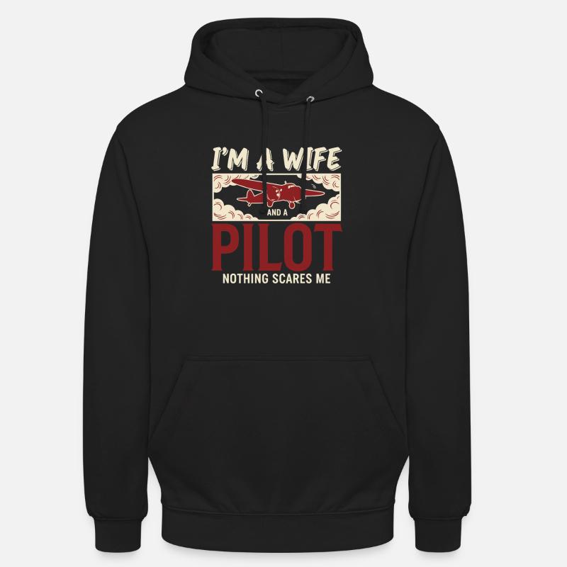 Pilotin Ehefrau Pilot - Unisex Hoodie - Schwarz