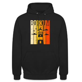Borkumer Insel BORKUM Nordsee Urlaub Lustig - Unisex Hoodie - Schwarz - Vorne - Alina (178cm) & Michal (187cm)