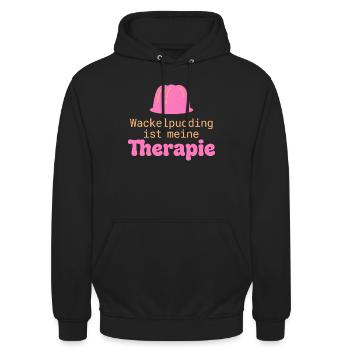 Wackelpudding Therapie Süßigkeiten Spruch - Unisex Hoodie - Schwarz - Vorne - Alina (178cm) & Michal (187cm)