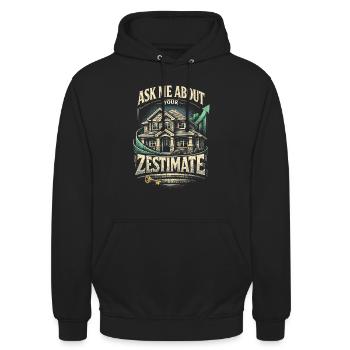 Immobilienmakler Makler Ask Me About Zestimate - Unisex Hoodie - Schwarz - Vorne - Alina (178cm) & Michal (187cm)