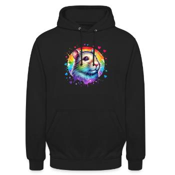 Degu Geschenk - Unisex Hoodie - Schwarz - Vorne - Alina (178cm) & Michal (187cm)