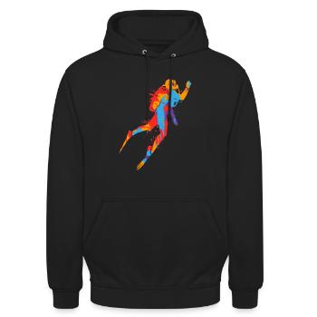 Taucher bunt Tauch Kinder Herren Jungen Tauchen - Unisex Hoodie - Schwarz - Vorne - Alina (178cm) & Michal (187cm)