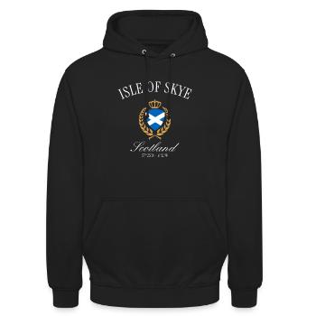 Armoiries de l’île de Skye, Écosse, – Souvenir de voyage - Sweat-shirt à capuche unisexe - noir - Devant - Alina (178cm) & Michal (187cm)
