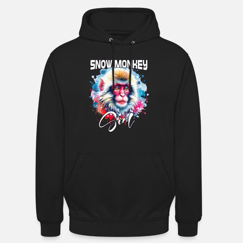 Snow Monkey Mädchen Schneeaffe - Unisex Hoodie - Schwarz