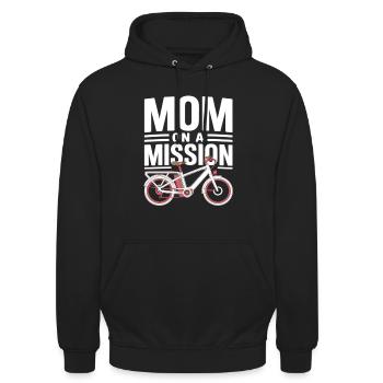Mom On A Mission Fahrrad Mama - Unisex Hoodie - Schwarz - Vorne - Alina (178cm) & Michal (187cm)