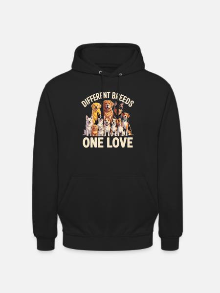Different Breeds One Love Hunde - Unisex Hoodie - Schwarz